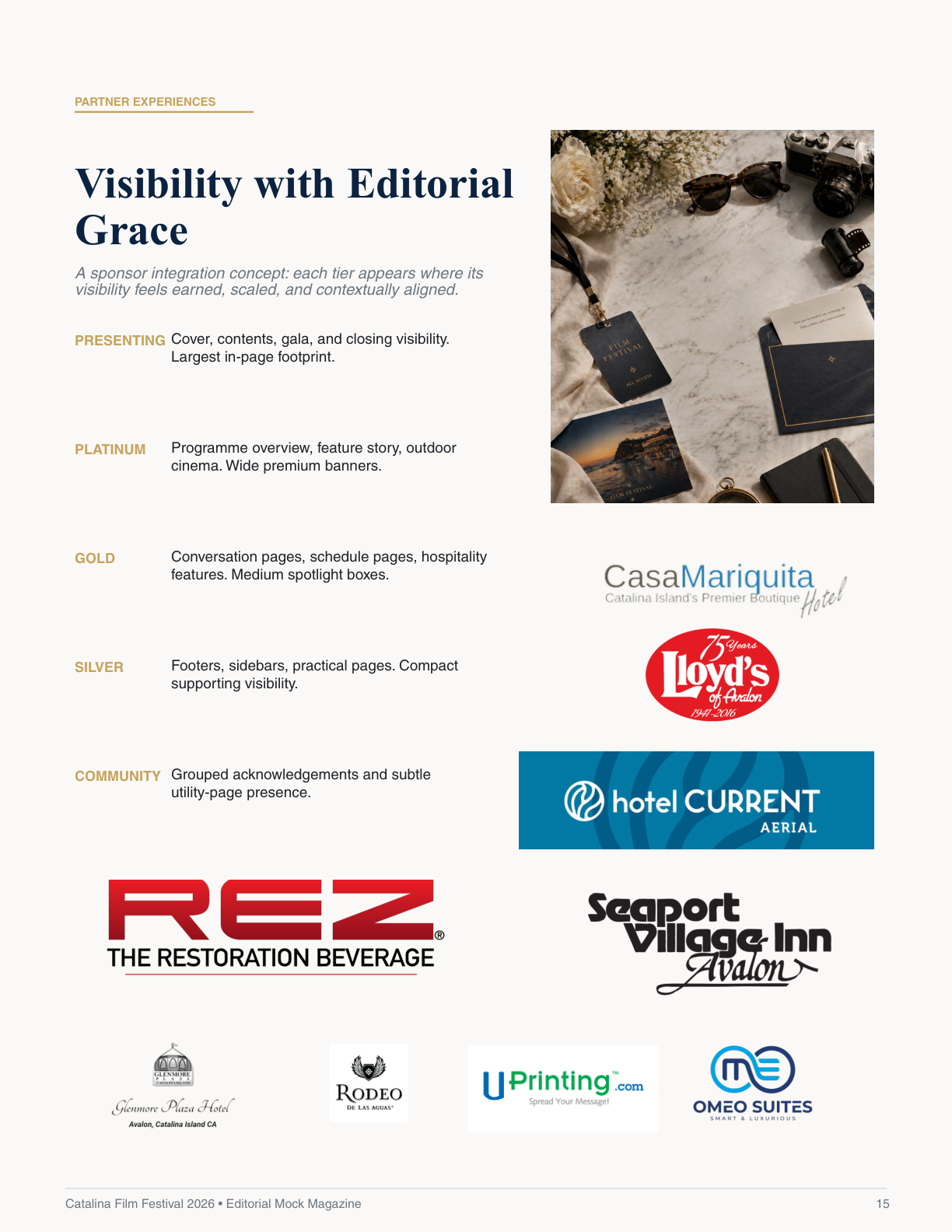 Catalina Film Festival magazine partner integration spread.
